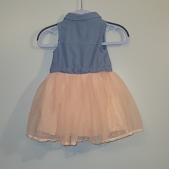 Little Lass Denim And Pink Lace Casual Sleeveless Snap Button Dress LOT H - Picture 3 of 7